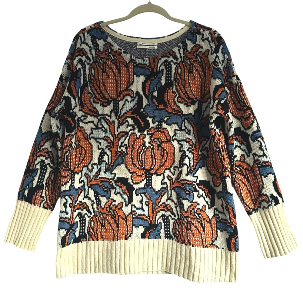 ANTHROPOLOGIE ERIS DOT MOTIF FLOWER SWEATER SIZE MEDIUM - Picture 6 of 16